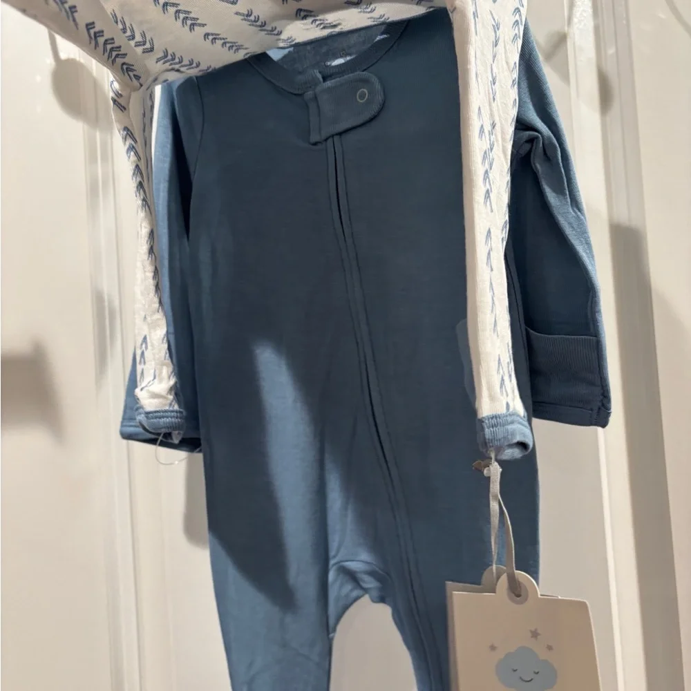 Cloud Island Blue and White Baby Sleepers